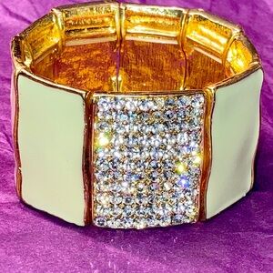 Rhinestone and enamel stretch bracelet